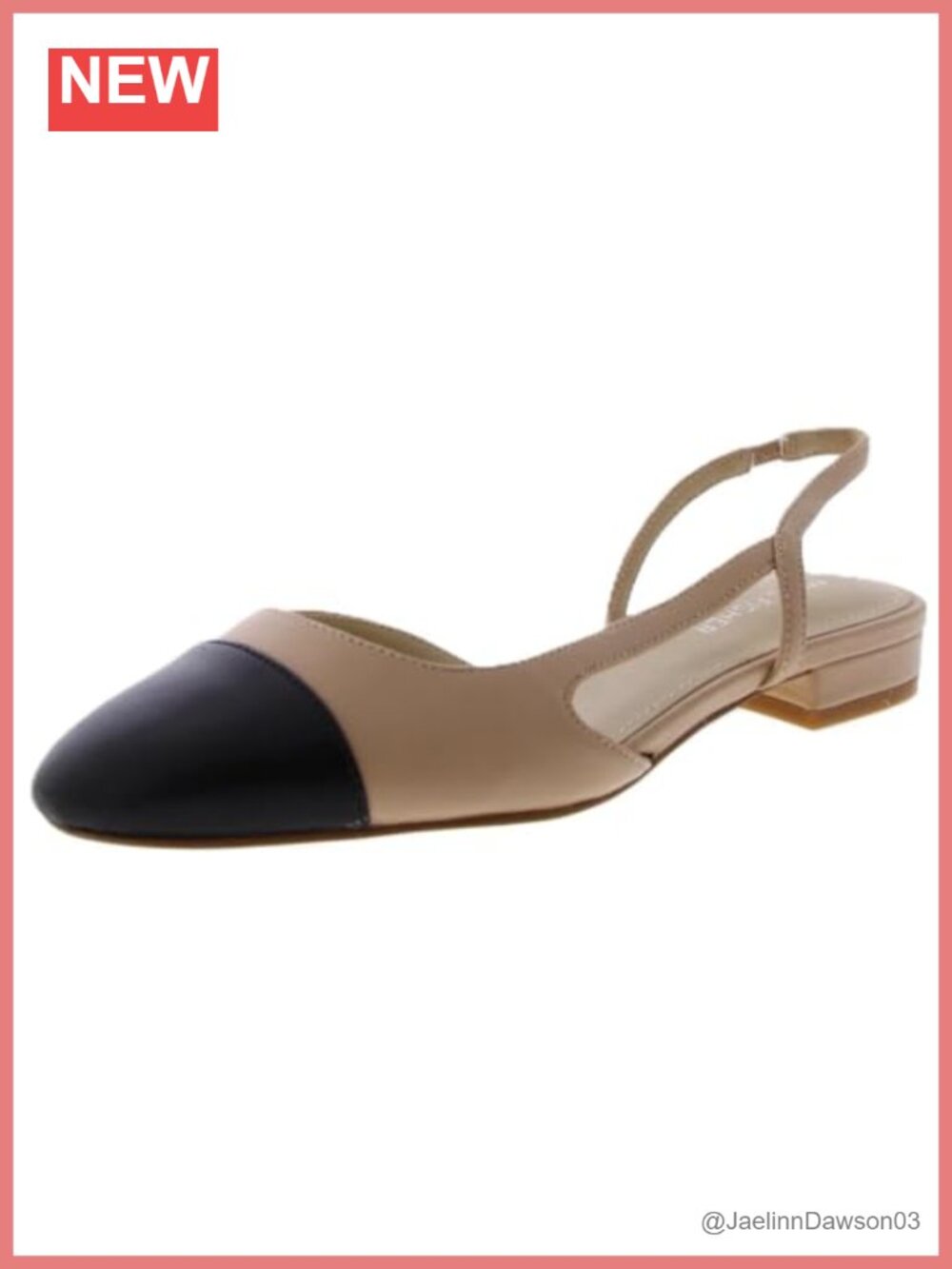 Marc Fisher Dela Almond Cap Toe Slingback Leather Ballet Flats Slip On
